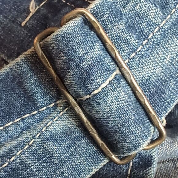 Ikeda Blue Medium Wash Denim Slouchy Overalls S - Picture 8 of 13